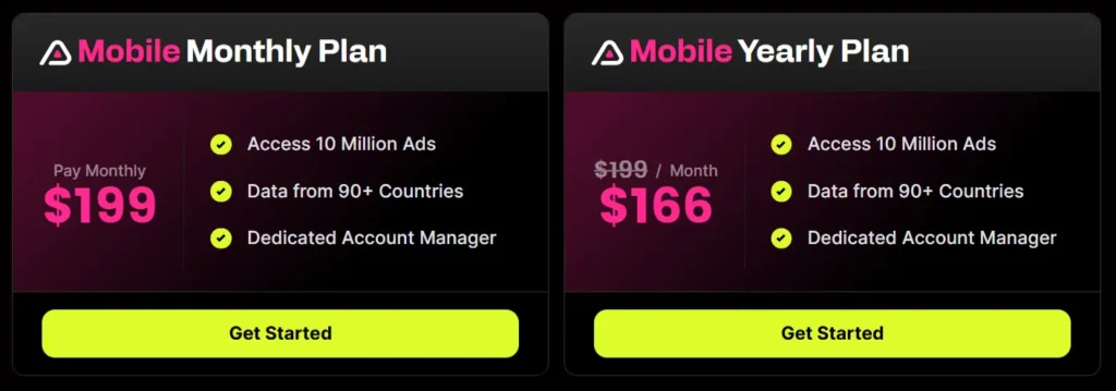 AdPlexity Mobile Pricing