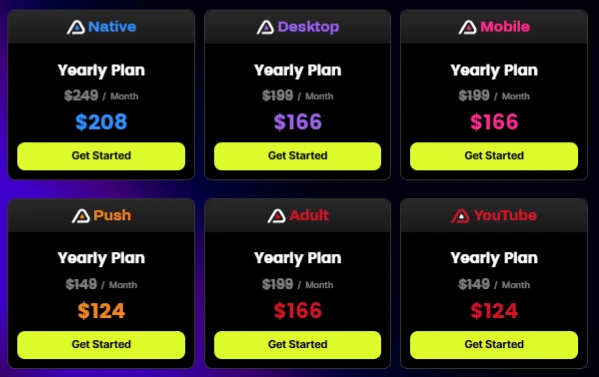 AdPlexity Yearly Pricing Plan