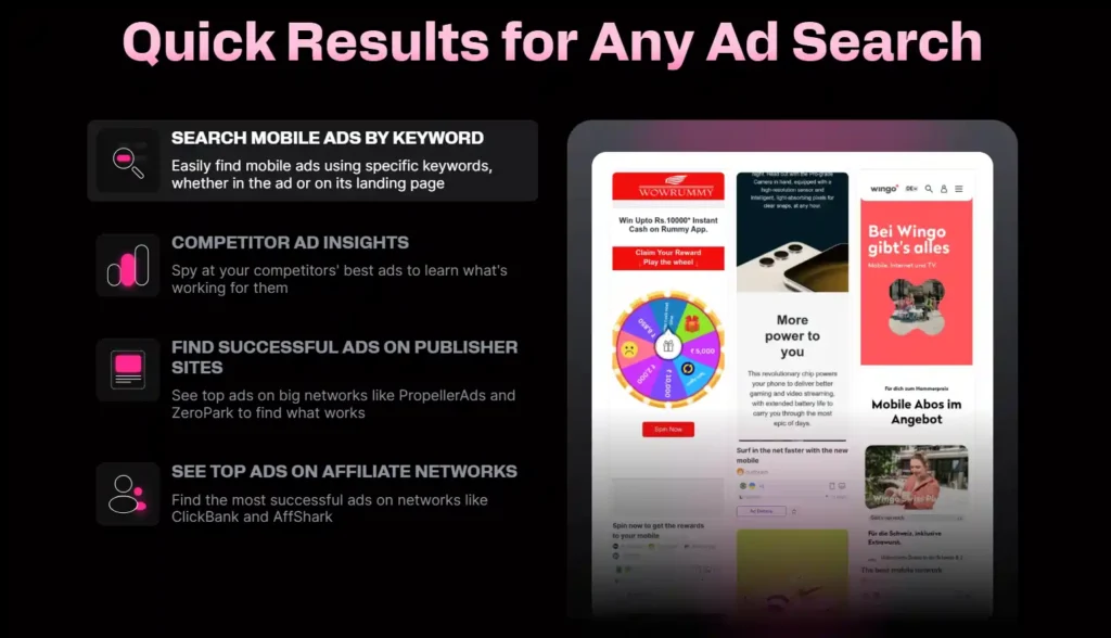 AdPlexity Mobile Key Features