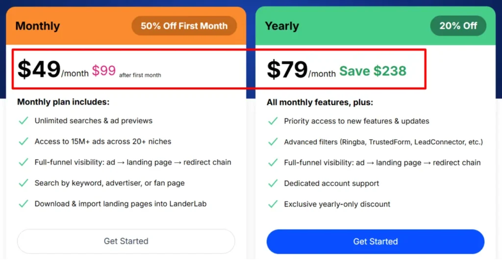 Selecting AdPlexity Social discounted pricing plan